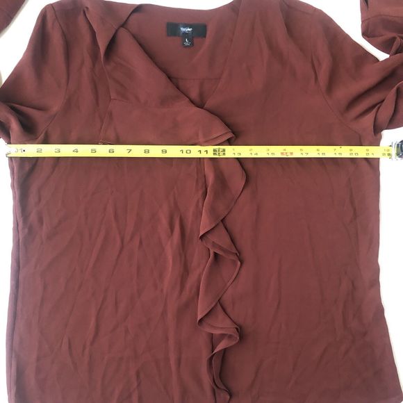 Mossimo Ruffle Front Blouse Burgundy Large - Picture 9 of 11